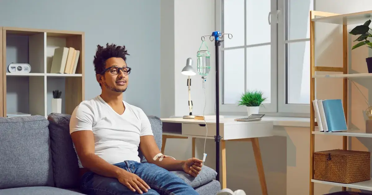 A person receiving IV Therapy in East Northport, NY