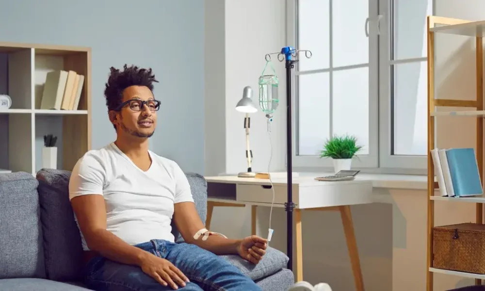 A person receiving IV Therapy in East Northport, NY